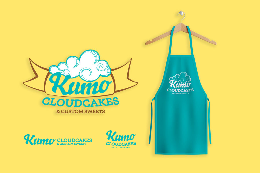 kumo cloudcakes logo design on apron